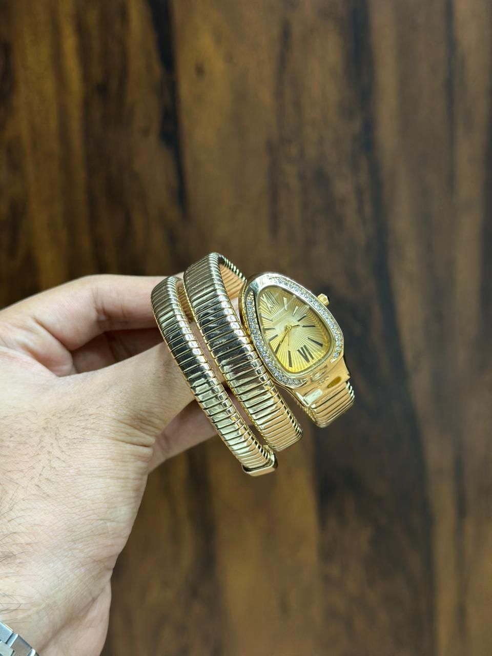 Bvlgari Serpenti Style Ladies Snake Watch – Gold Coil Bracelet | Multi-Color Dial