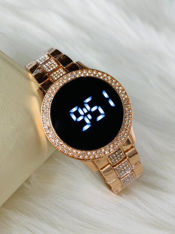 Ladies Iced Out LED Touch Screen Watch – Diamond Bezel | Silver, Black, Gold, Rose Gold