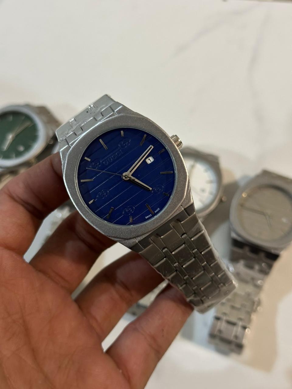 Gucci G-Timeless Style Watch – Textured Dial | 5 Colors | Steel Bracelet