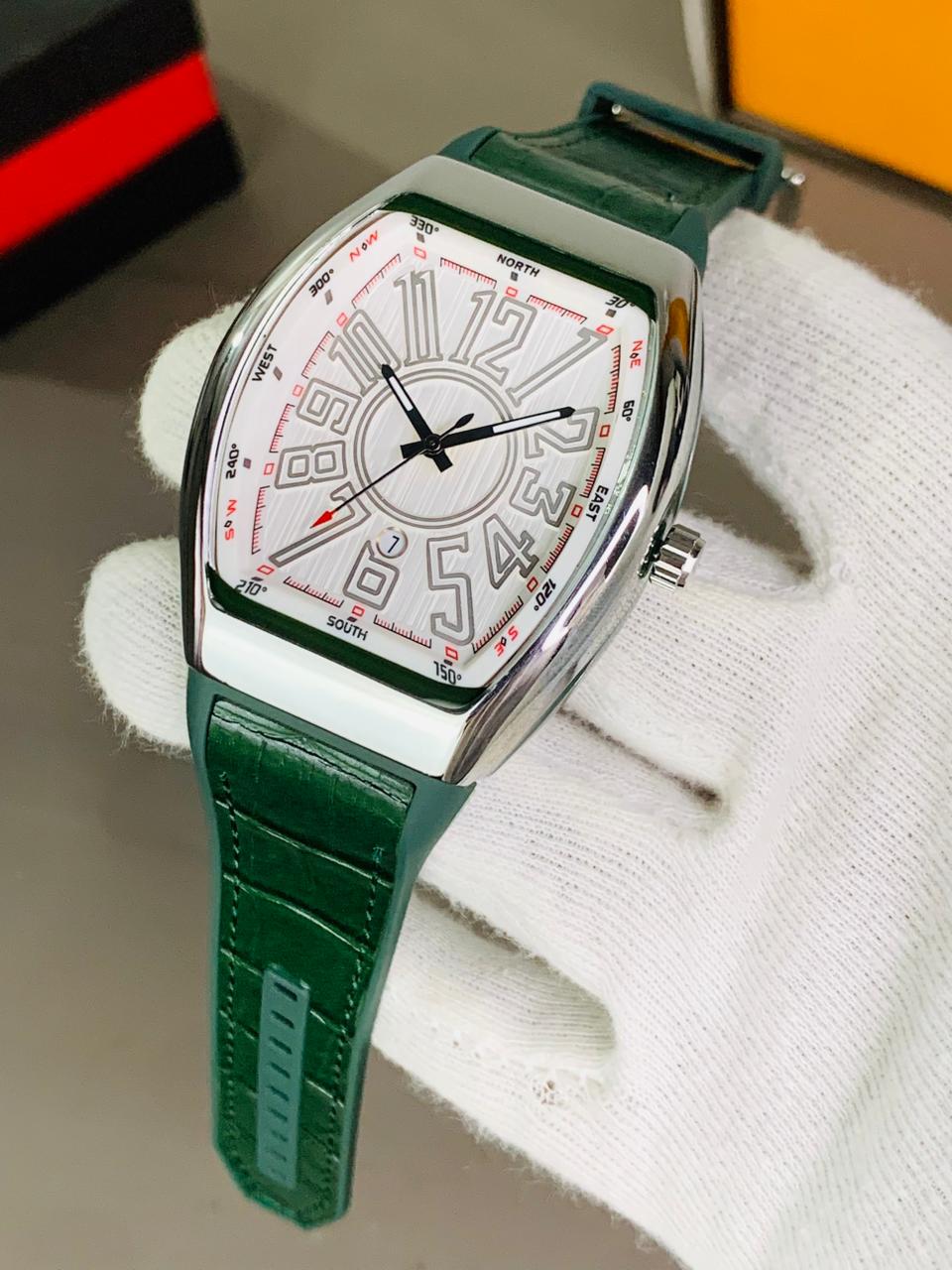 Franck Muller Vanguard Style Watch – Compass Dial | Multi-Color Rubber Strap