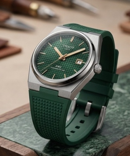 tissot prx green dial watch with rubber strap tissot prx green dial watch with rubber strap