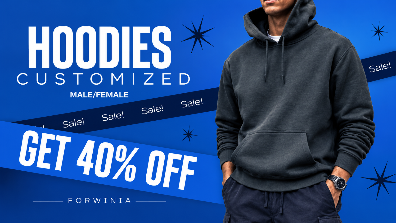 Hoodies Sale Banner with Model